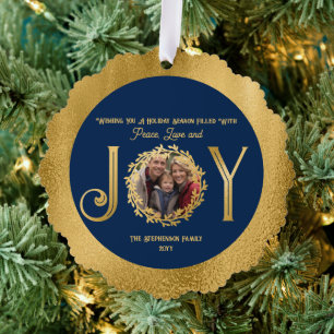 Wishing You Holiday Season Peace Love and Joy Ornament Card