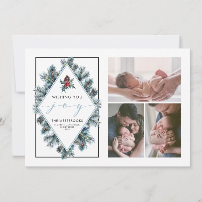 Wishing You Joy Holiday Photo Collage (Front)