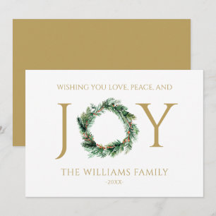 Wishing You Love Peace And Joy Gold Christmas Holiday Card