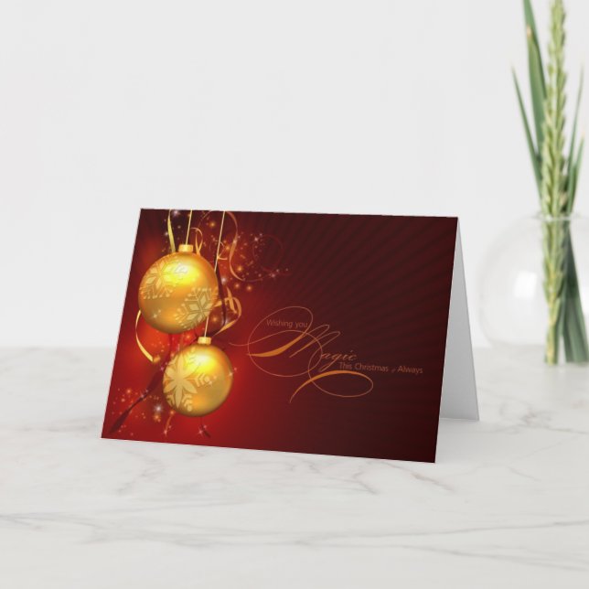 "Wishing You Magic This Christmas" with Gold Holiday Card (Front)