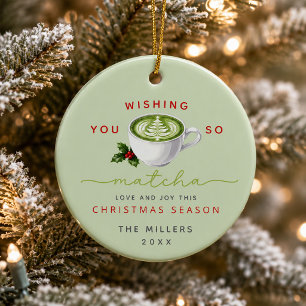 Wishing You Matcha Love Photo Christmas  Ceramic Ornament