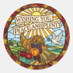 WISHING YOU PEACE AND PLENTY CLASSIC ROUND STICKER