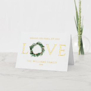 Wishing You Peace Joy And Love Gold Christmas Foil Holiday Card