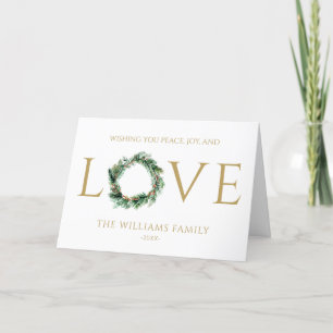 Wishing You Peace Joy And Love Gold Fold Christmas Holiday Card