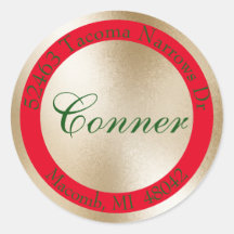 Wishing You Red, Gold & Green Return Address -