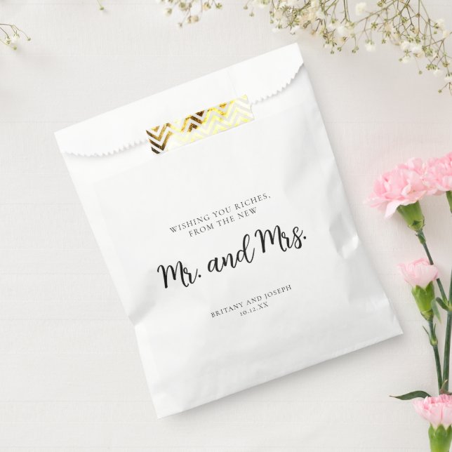 Wishing You Riches Black White Wedding Favour Bags (Sealed)