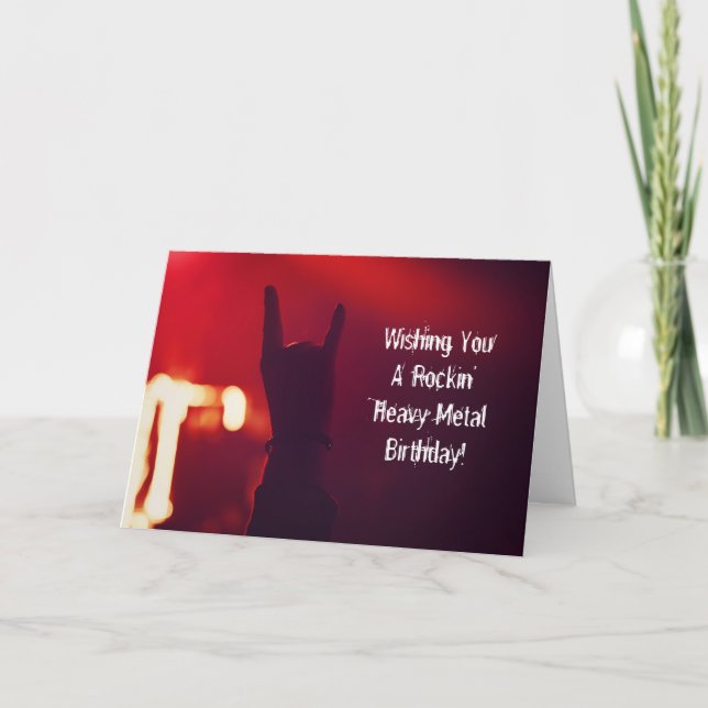 Wishing You Rockin' Heavy Metal Rock Birthday Card (Front)