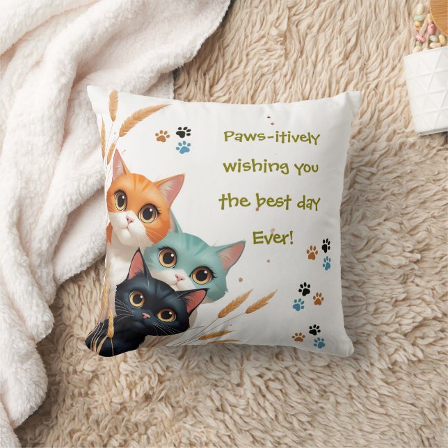 Wishing You The Best Day Ever Positivity Throw Pillow (Blanket)