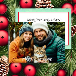 Wishing Your Family   Personalized Photo Christmas Holiday Card