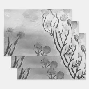Wispy Black & White Wrapping Paper Sheet