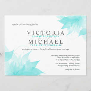 Wispy Blue Floral Wedding Invitations