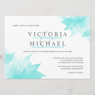 Wispy Blue Floral Wedding Invitations