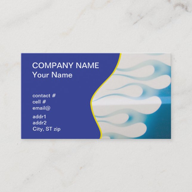 wispy blue hotrod flames business card (Front)