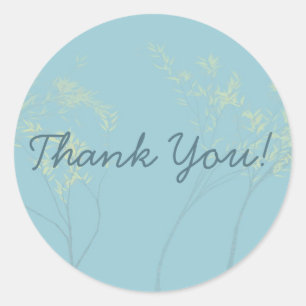 Wispy Blue Trees with Pale Yellow leaves Thank You Classic Round Sticker