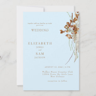 Wispy Boho Icy Blue Wedding No Parents Invitation