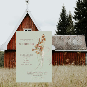 Wispy Botanical Sage No Parents Wedding Invitation