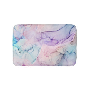 Wispy Ethereal Pastel Watercolor Inky Fantasy Glam Bath Mat