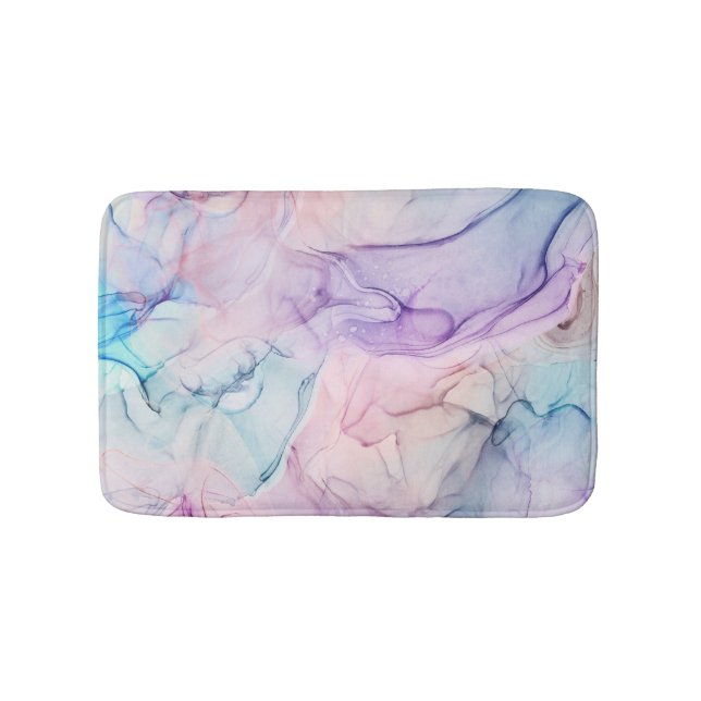 Wispy Ethereal Pastel Watercolor Inky Fantasy Glam Bath Mat (Front)