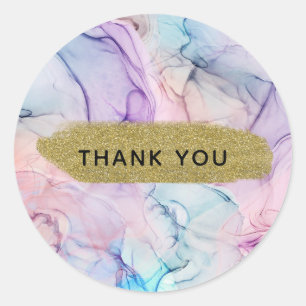 Wispy Ethereal Pastel Watercolor Inky Fantasy Glam Classic Round Sticker