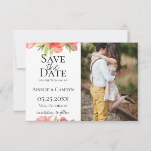 Wispy Floral Photo Save The Date Announcement