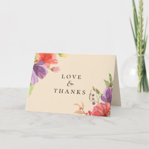 Wispy Floral Wedding Photo Thank You Card