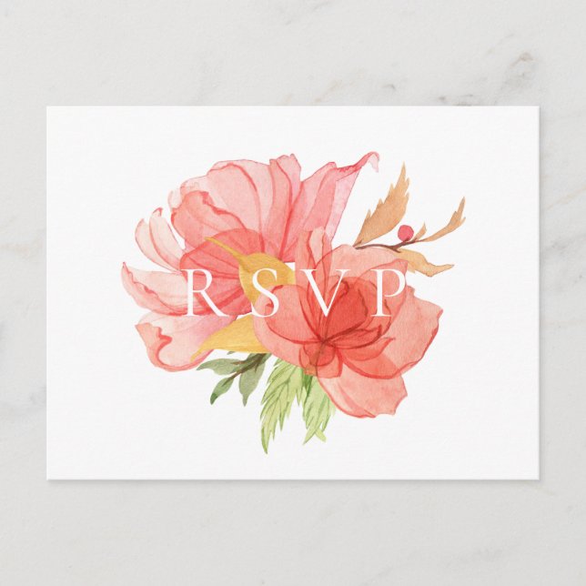 Wispy Floral Wedding RSVP Song Request Invitation Postcard (Front)