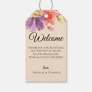 Wispy Floral Wedding Welcome Bag Gift Tags