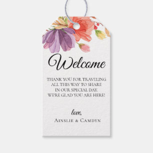 Wispy Floral Wedding Welcome Bag Gift Tags