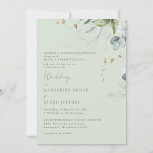 Wispy Foliage Light Sage Wedding Invitation II