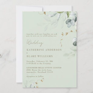 Wispy Foliage Light Sage Wedding Invitation III