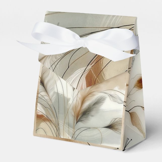 Wispy Greenery Modern Botanical Boho Wedding Favor Box (Front Side)