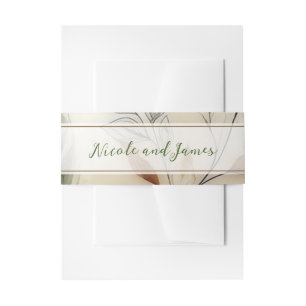 Wispy Greenery Modern Botanical Boho Wedding Invitation Belly Band