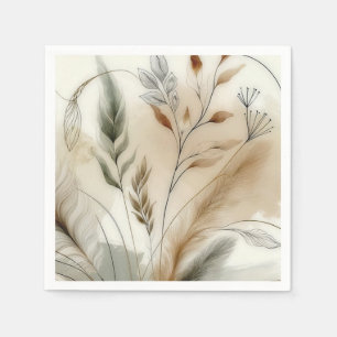 Wispy Greenery Modern Botanical Boho Wedding Napkin