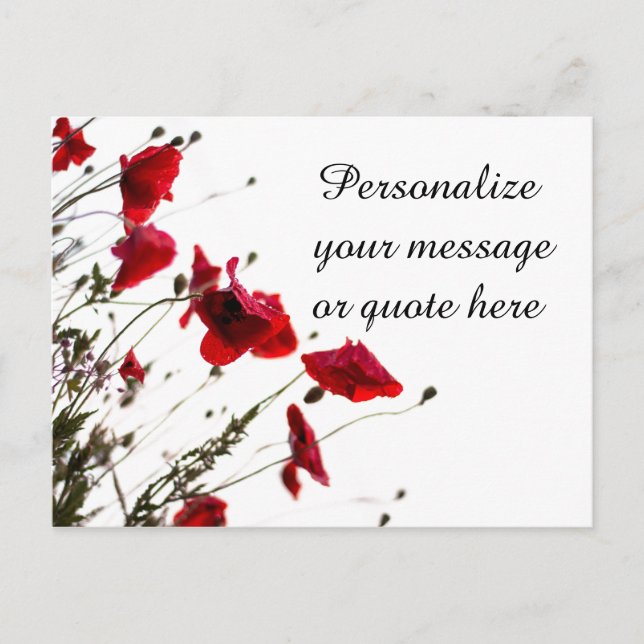 Wispy Red Flowers with Personal Message or Quote Postcard (Front)