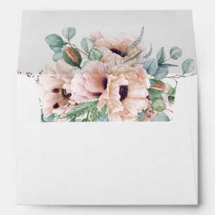 Wispy Romantic Watercolor Floral with Address Envelope
