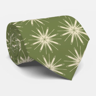 Wispy Snowflake Foulard OLive Two-sided Tie