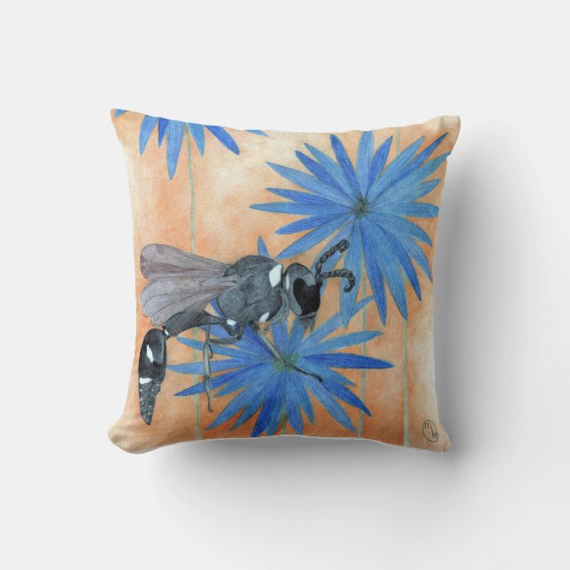 "Wispy Wasp" Throw Pillow (Front)