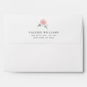 Wispy Watercolor Pink Floral With Return Address Envelope