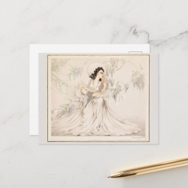 Wisteria, 1940 by Louis Icart Postcard (Front/Back In Situ)