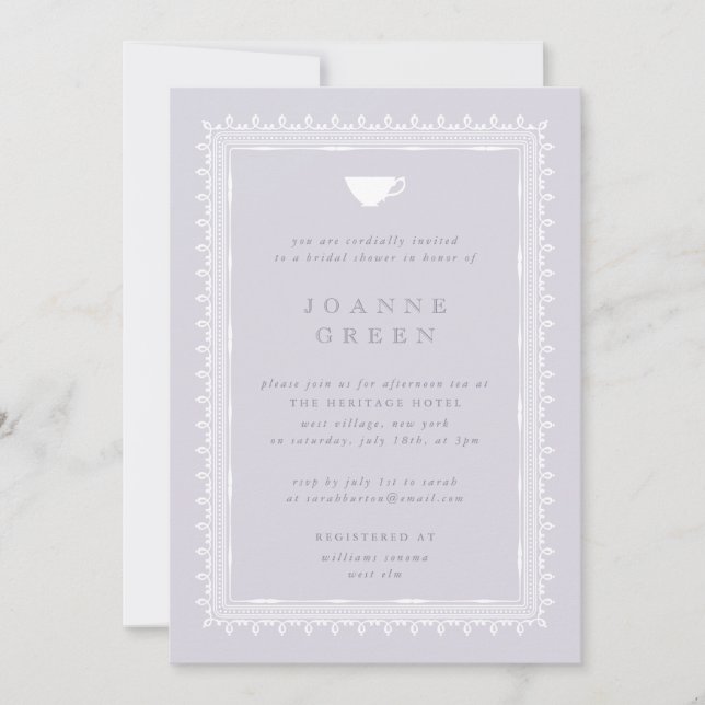 Wisteria Afternoon Tea Bridal/Wedding Shower Invitation (Front)