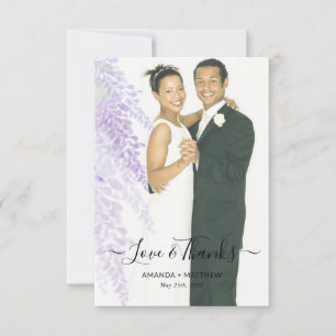 Wisteria Blooms Add Photo Wedding Thank You Card