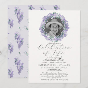 Wisteria Celebration of Life Funeral Memorial Invitation