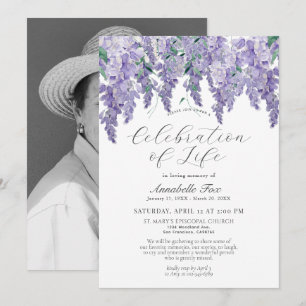 Wisteria Celebration of Life Funeral Memorial Invitation