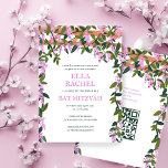 Wisteria Custom B'nai Bat Bar Mitzvah QR Code Girl Invitation<br><div class="desc">Perfect card to announce a bat mitzvah, bar mitzvah or other Jewish celebration! Hand made art for you! FULLY CUSTOMIZABLE! Click on “Personalize” above to edit the text and add your link to the QR code. Click "edit using design tool" to adjust the fonts, colours and placements and to delete...</div>