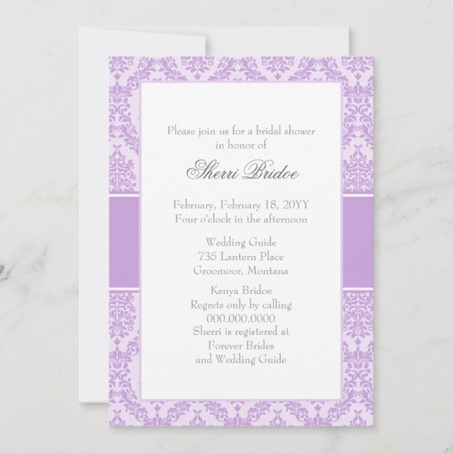 Wisteria Damask Invitation de douche nuptiale (Devant)