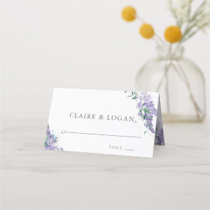 Wisteria Dusty Purple Watercolor Wedding Place Card