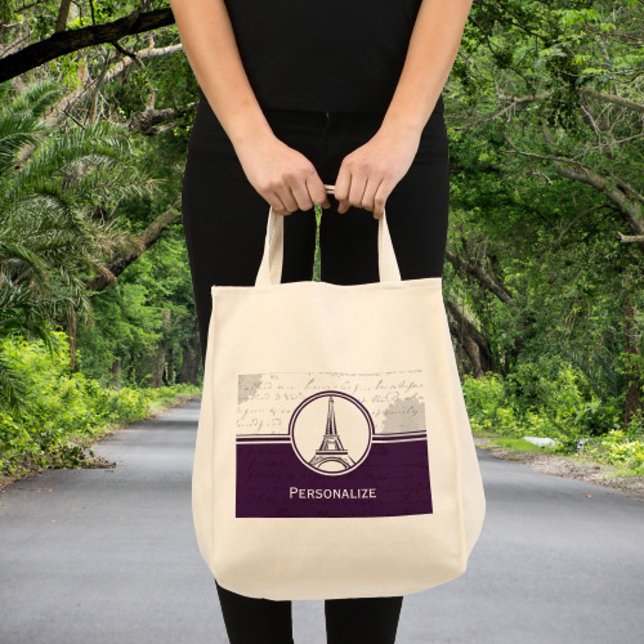 Wisteria Eiffel Tower Totebag Tote Bag (Wisteria Purple Eiffel Tower Tote Bag)