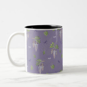 Wisteria, Fern, & Dragonflies Two-Tone Coffee Mug