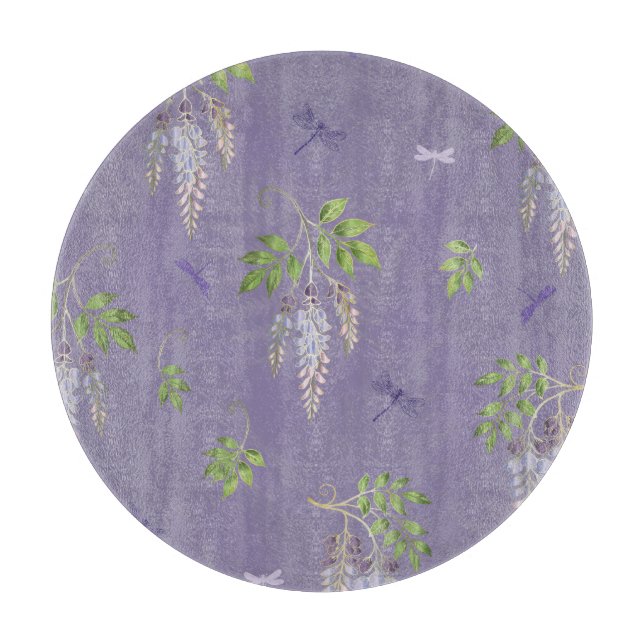 Wisteria, ferns, & Dragonflies Cutting Board (Front)