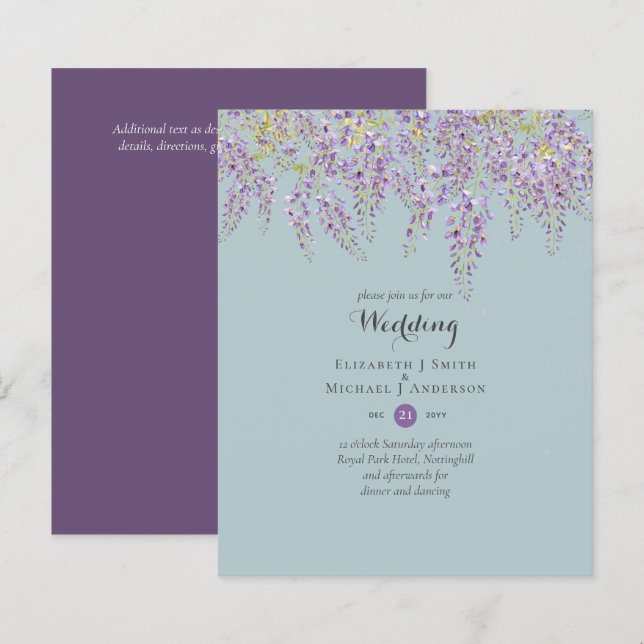 Wisteria Floral Garden Lavender Wedding Sage (Front/Back)